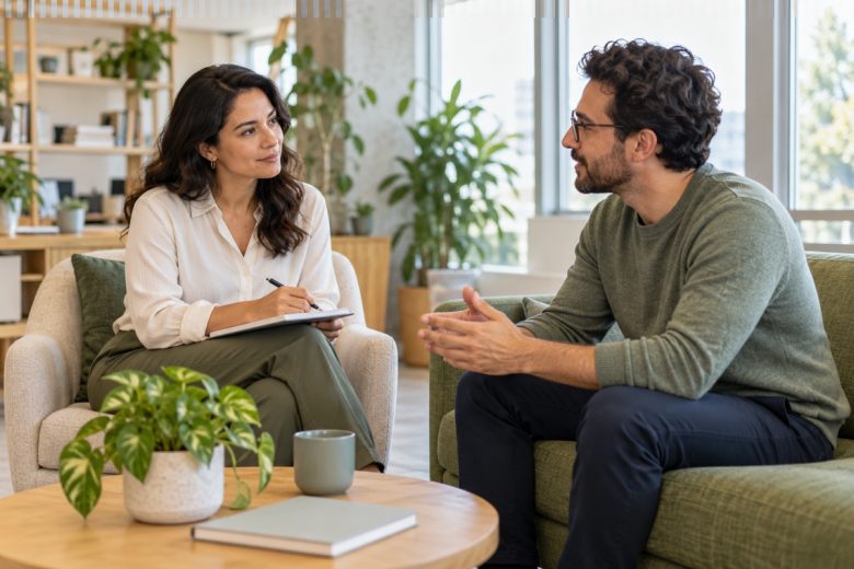 Profesionales conversando sobre bienestar y salud mental en el trabajo