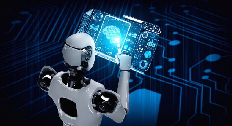 Profesional de salud usando inteligencia artificial y análisis de datos médicos